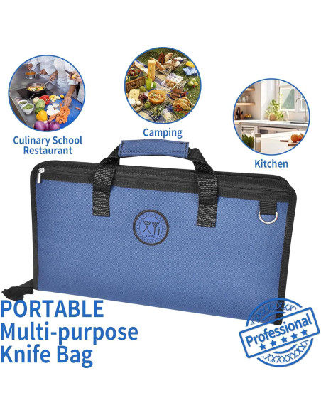 Bolsa de cuchillos XYJ para chefs, lona resistente 6 bolsillos