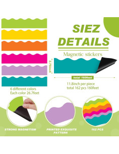 Bordes Magnéticos Tenceur 162 Pcs Color Arcoíris 30x7 cm 2