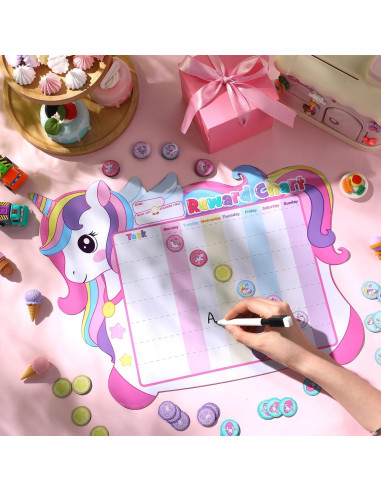 Tabla de Recompensas Unicornio Pickmesh 33x42 cm con 72 Pegatinas