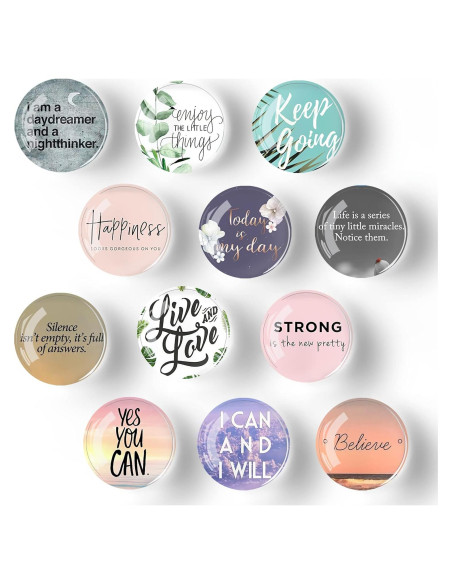 12 Imanes de Refrigerador de Vidrio Poitvd 3 cm Decorativos