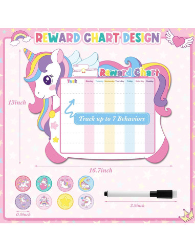 Tabla de Recompensas Unicornio Pickmesh 33x42 cm con 72 Pegatinas