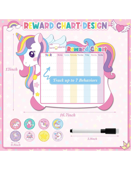 Tabla de Recompensas Unicornio Pickmesh 33x42 cm con 72 Pegatinas