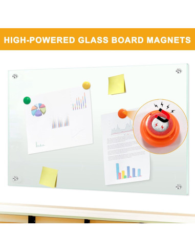 Pizarra Blanca Magnética H-Qprobd 61x46 cm Vidrio Templado