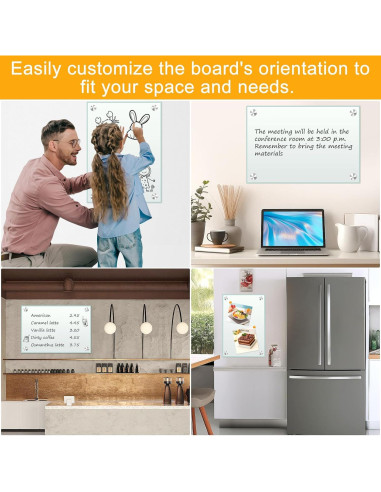 Pizarra Blanca Magnética H-Qprobd 61x46 cm Vidrio Templado