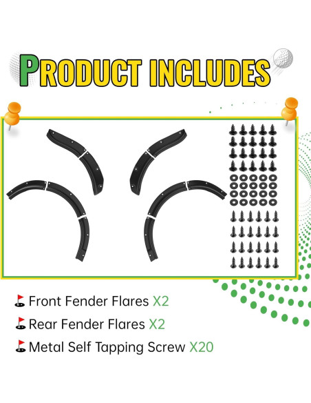 Guardabarros Delanteros y Traseros CYOOYC para Club Car DS 1993-2025