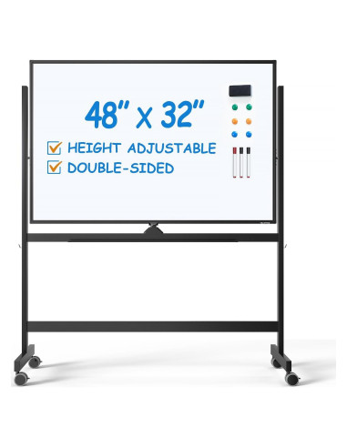 Pizarra Blanca Rodante Ajustable TSJ OFICINA 121.9x81.3cm