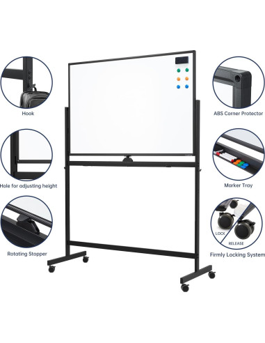 Pizarra Blanca Rodante Ajustable TSJ OFICINA 121.9x81.3cm