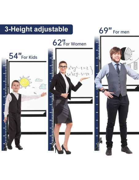 Pizarra Blanca Rodante Ajustable TSJ OFICINA 121.9x81.3cm