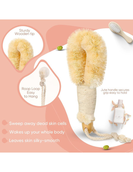 Cepillo Exfoliante Seco Suttmin 2 Pcs Fibra de Sisal 23 cm