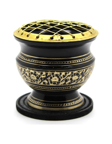 Quemador de Incienso Govinda de Latón Decorado 3 Piezas