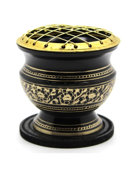 Quemador de Incienso Govinda de Latón Decorado 3 Piezas