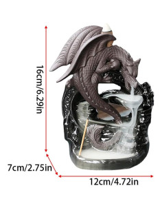 Quemador de Incienso Dragón Alado Cerámica Negro 12x7x16cm 2