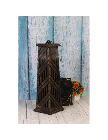Soporte de Incienso ARTISENIA Torre Negra Madera de Rosa 30.5 cm