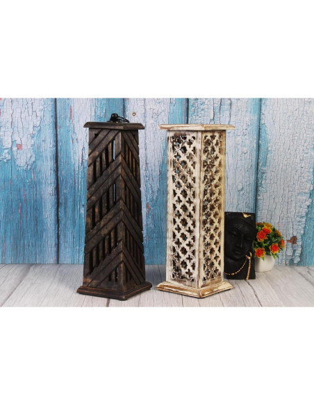 Soporte de Incienso ARTISENIA Torre Negra Madera de Rosa 30.5 cm