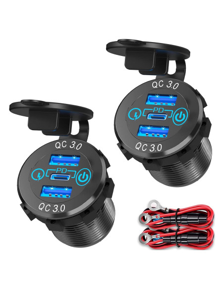 Cargador de coche USB-C Qidoe 12V 56W Doble QC3.0