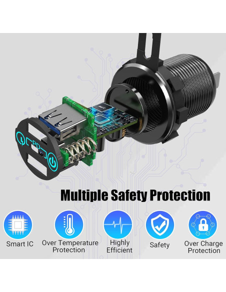 Cargador de coche USB-C Qidoe 12V 56W Doble QC3.0