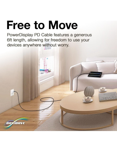 Cable PowerDisplay PD BoxWave 1.83m USB-C a USB-C 100W