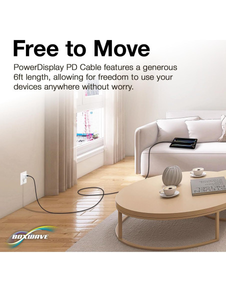 Cable PowerDisplay PD BoxWave 1.83m USB-C a USB-C 100W