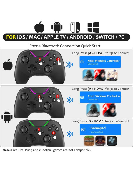 Controlador Bluetooth Aghi Pro para Switch y PC con Joystick