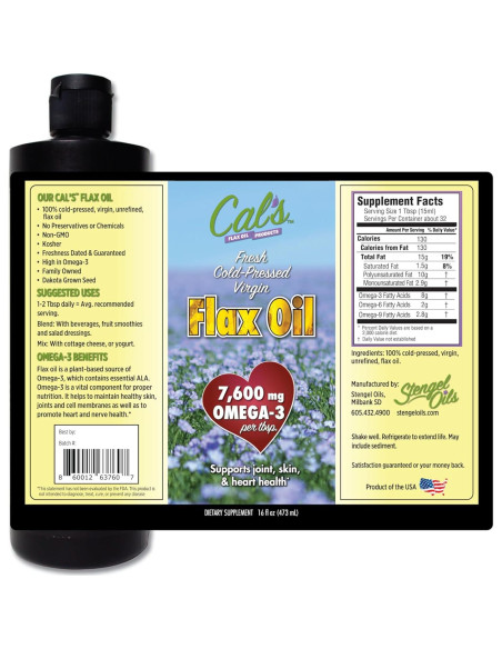 Aceite de Linaza Prensado en Frío Stengel 473 ml Omega-3