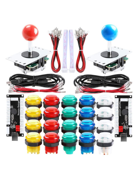 Kit Arcade LED Qenker para 2 Jugadores USB MAME y Raspberry Pi