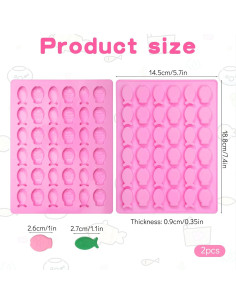 Mini Molde de Silicona en Forma de Pez 2 Pcs 36 Cavidades 2