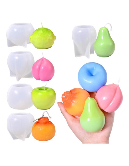 Juego de Moldes de Silicona para Velas Frutas 3D RESIN GO