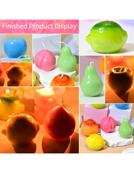 Juego de Moldes de Silicona para Velas Frutas 3D RESIN GO
