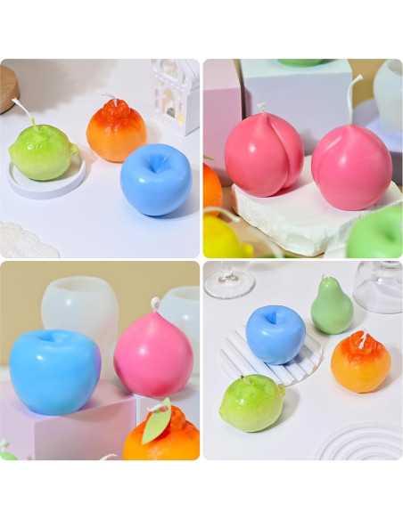 Juego de Moldes de Silicona para Velas Frutas 3D RESIN GO