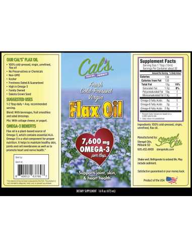 Aceite de Linaza Prensado en Frío Stengel 473 ml Omega-3