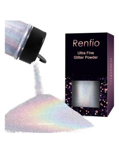 Polvo Brillo Holográfico Renfio 80g Plateado para Manualidades