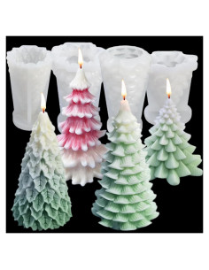 4 Moldes de Silicona para Vela Árbol de Navidad TOPYS