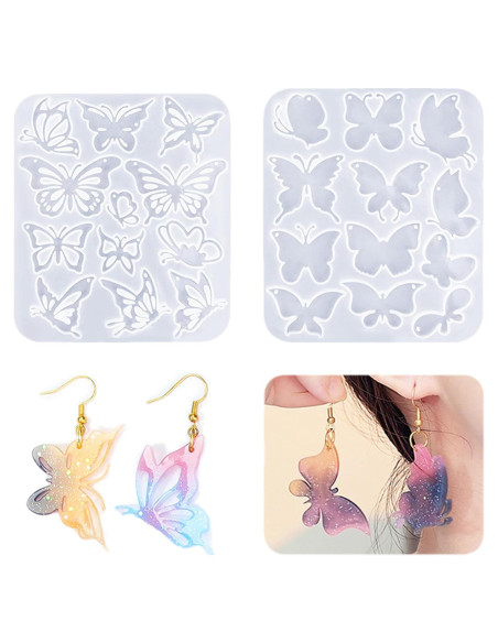 Moldes de Silicona para Aretes de Resina GULELAYAR 2 Piezas