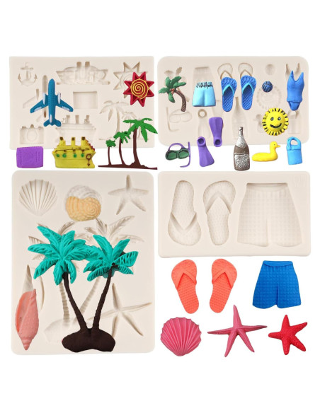 Moldes de Fondant de Silicona FCKEMLDS - Playa Hawaiana 4 Pcs