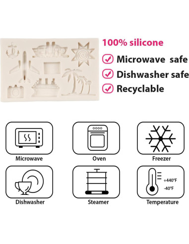 Moldes de Fondant de Silicona FCKEMLDS - Playa Hawaiana 4 Pcs