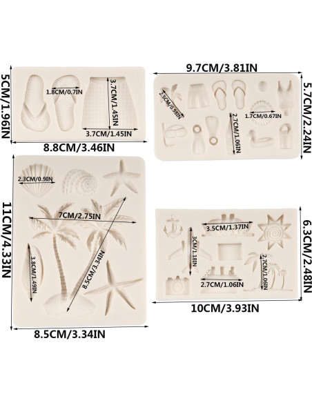 Moldes de Fondant de Silicona FCKEMLDS - Playa Hawaiana 4 Pcs