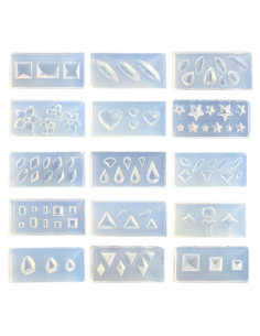 15 Moldes de Silicona Corazón Facetados para Uñas DIY unahtinr