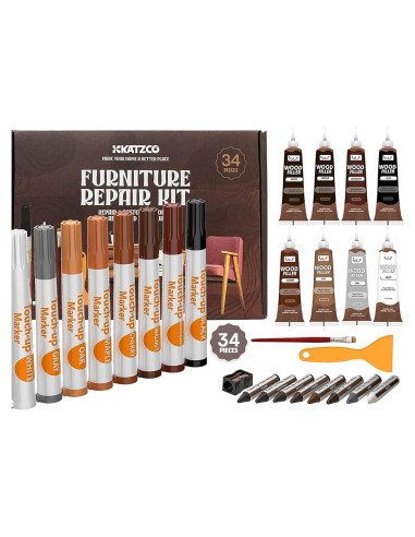 Katzco Set de 34 Marcadores de Madera para Reparación de Muebles
