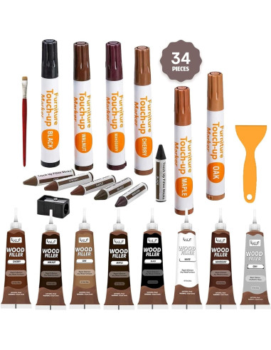 Katzco Set de 34 Marcadores de Madera para Reparación de Muebles