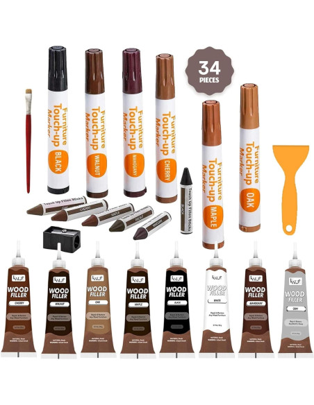 Katzco Set de 34 Marcadores de Madera para Reparación de Muebles
