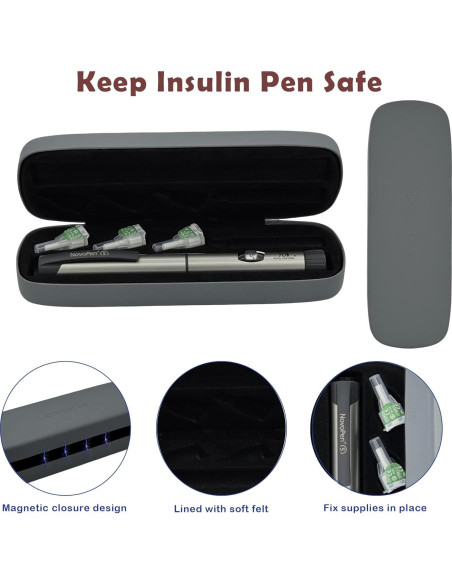 Estuche Organizador para Pluma de Insulina Lemintae Gris - Viaje