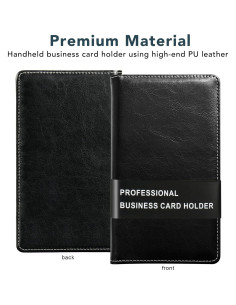Organizador de Tarjetas de Visita DMFLY - Cuero PU Negro, 300 Tarjetas 2