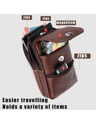 Funda de Cigarrillos de Cuero YIUWLMN Marrón Oscuro 19x11x6cm