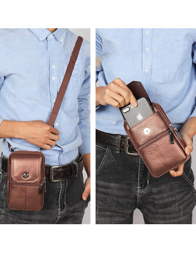 Funda de Cigarrillos de Cuero YIUWLMN Marrón Oscuro 19x11x6cm