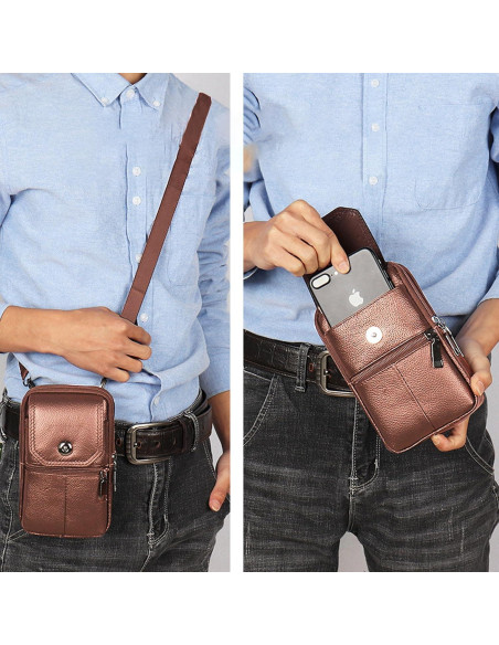 Funda de Cigarrillos de Cuero YIUWLMN Marrón Oscuro 19x11x6cm