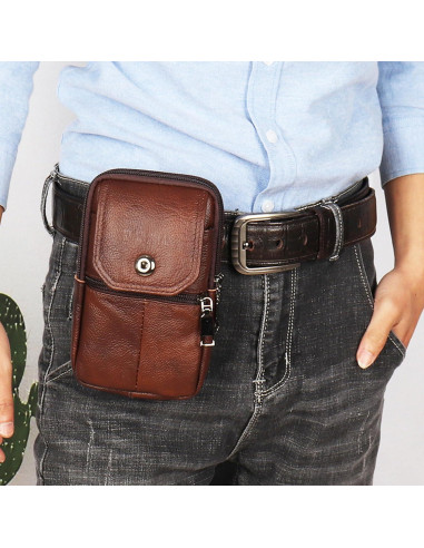 Funda de Cigarrillos de Cuero YIUWLMN Marrón Oscuro 19x11x6cm