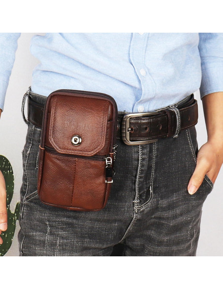 Funda de Cigarrillos de Cuero YIUWLMN Marrón Oscuro 19x11x6cm