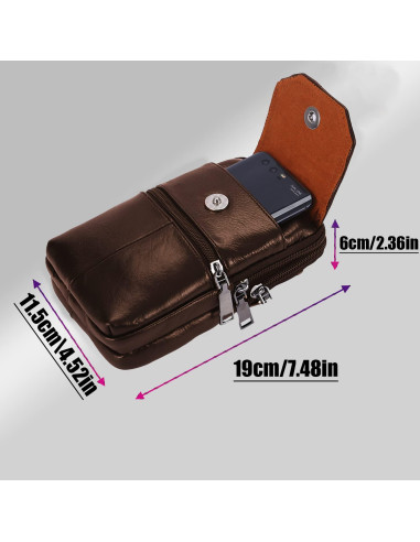 Funda de Cigarrillos de Cuero YIUWLMN Marrón Oscuro 19x11x6cm