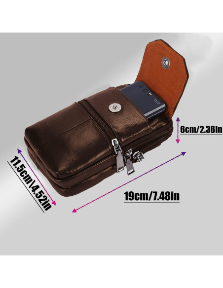 Funda de Cigarrillos de Cuero YIUWLMN Marrón Oscuro 19x11x6cm