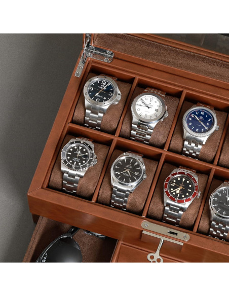 Caja de Relojes Rothwell RW10ATBR en Cuero Sintético 10 Compartimentos